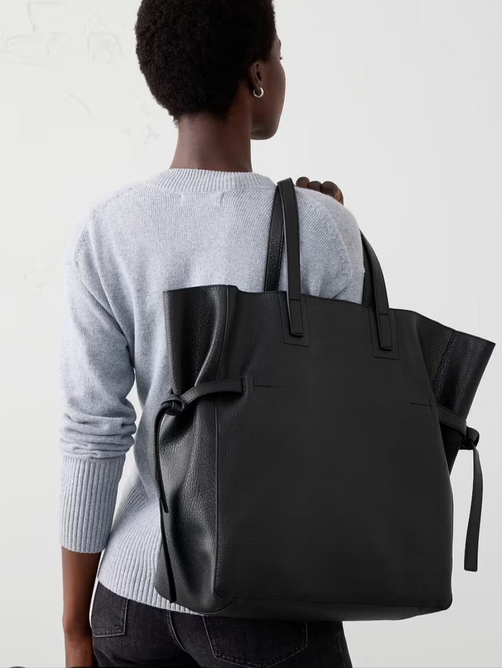 Banana Republic Vegan Leather Tie-Side Black Women's Tote Bag